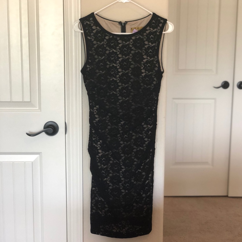 Nicole Miller Black Floral Lace Dress